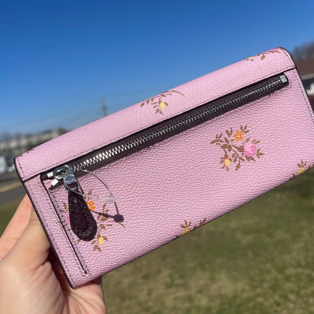 Coach Soft Wallet With Cross Stitch Floral Print